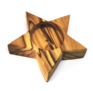 Portavelas de Madera en Forma de Estrella, Soporte para Velas de Madera Natural, Decoración para el Hogar, Centro de Mesa - Product Image 5