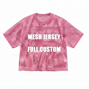 Maillot de football personnalisé en polyester respirant unisexe avec logo, haut en maille, tee-shirt de luxe hip-hop, impression sérigraphique, t-shirt court pour homme - Product Image 1