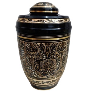 Classic American Style <b>Black</b> Solid Brass Urn 10in Cremation Engraved with <b>Hearts</b> Funeral Supplies Radiance - Product Image 2