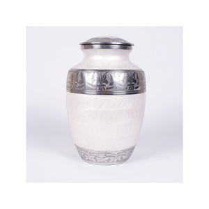 Brass Cremation <b>Urn</b> for Human Ashes Pearl White & Silver Adult <b>Large</b> Memorial <b>Urn</b> Custom Engraved Funeral Supplies for Burial - Product Image 2