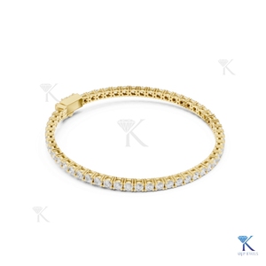 2.50 MM Lab Grown Diamond Round Brilliant Cut Filled E Color Classic Tennis Bracelet 14K <b>Solid</b> <b>Gold</b> Luxury Unisex Bridal Jewelry - Product Image 6