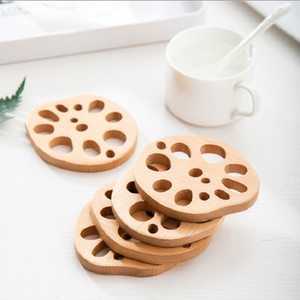 Sous-verre en bois réutilisable avec logo IANNA gratuit, sous-verre en bois Narra, porte-boissons pour thé et café, vaisselle, sous-verre en hêtre et noyer - Product Image 3