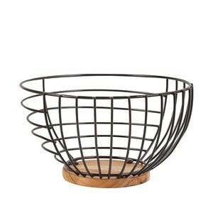Panier à fruits rond en fil métallique pour comptoir de cuisine, corbeille de rangement ouverte pour fruits et légumes, organisateur de table décoratif - Product Image 1