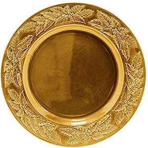 Assiette de présentation dorée décorative à bordure ondulée, avec un rebord concentrique rond et un centre lisse - Product Image 5