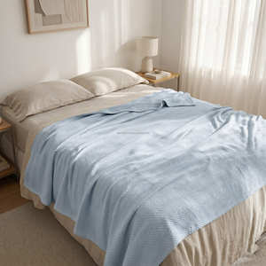 Sage <b>Green</b> Cotton <b>Bed</b> Blanket Woven Cover for Natural Farmhouse Bedroom and Contemporary Home Décor - Product Image 6