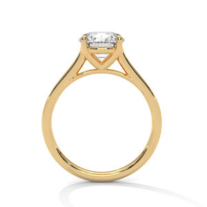 Bague de fiançailles classique solitaire en diamant de laboratoire rond en or – Bague de mariée intemporelle à quatre griffes minimaliste pour femme - Product Image 2