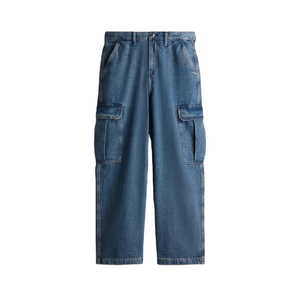 Men's Black Stonewashed Denim Cargo Pants High Waist Multiple Pockets Workwear Style Cotton <b>Canvas</b> Breathable Autumn Wear - Product Image 6