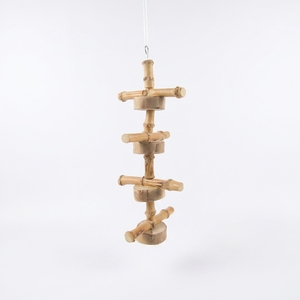 Natural Coffee Wood Bamboo Bird Perch Hanging <b>Ladder</b> Toy <b>Small</b> Medium Birds Pet Cage Accessories Stand Craft Wholesale - Product Image 1
