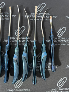 Juego de 8 disecciónes endoscópicas manuales Daniel para frente y lifting facial, mango azul, acero inoxidable alemán, para cirugía plástica facial - Product Image 3