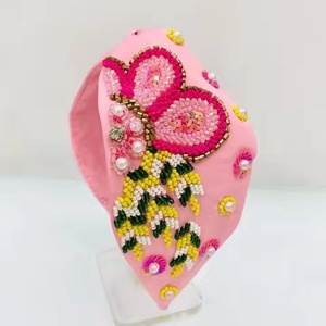New Arrival Seed Beads Embroidered Hairband For Women Fancy Floral Beaded Embroidery Hairband Head <b>Accessory</b> - Product Image 3