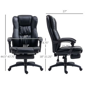 <b>Black</b> Leather High Back Executive <b>Office</b> <b>Chair</b> with 6-Point Vibration Massage & Footrest - Product Image 3