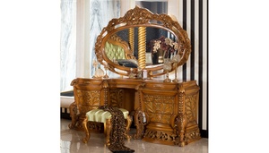 ชุดห้องนอนหรูหราสไตล์มิดเซ็นจูรี่ ทำจากไม้สักแท้โบราณ พร้อมเตียงควีนไซส์/คิงไซส์ ตู้เสื้อผ้าแบบมีหลังคา โต๊ะข้างเตียง และโต๊ะเครื่องแป้ง เหมาะสำหรับโรงแรมหรือวิลล่า - Product Image 4