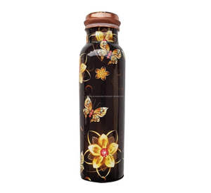 Bouteille d'eau luxueuse en cuivre pur avec un élégant motif floral, vaisselle ayurvédique haut de gamme pour l'hydratation quotidienne - Product Image 2