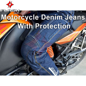 Pantalones de mezclilla transpirables con cremallera a medida, al por mayor, ajustados, para motociclistas, unisex, para carreras, para todas las estaciones - Product Image 2