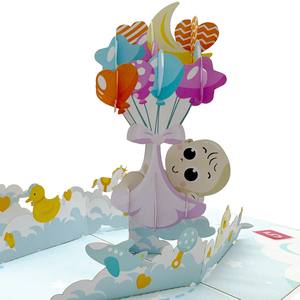 Vente en gros de carte de vœux pop-up 3D avec motif ballon pour bébé fait main amour personnalisé papillon joyeux anniversaire Vietnam - Product Image 4