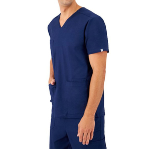 Conjunto de Uniforme Médico para Hombre, Cuello en V, Color Azul Marino, Algodón y Poliéster, Pantalones con Cintura Ajustable - Product Image 5