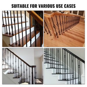 50pcs Satin Black <b>Aluminum</b> Alloy Baluster Shoes for Stair <b>Metal</b> Spindle Railing <b>Flat</b> 1/2 Inch Square Scroll Basket Twist Knuckle - Product Image 6