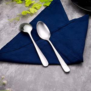 Majestic <b>Set</b> of 2 <b>Silver</b> Stainless Steel Spoons with Long Handle for Serving Dinner <b>Tea</b> More! - Product Image 2