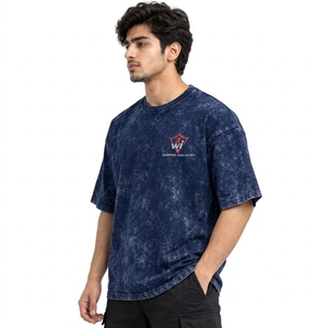 เสื้อยืดโอเวอร์ไซส์ผู้ชายแบบ Acidwash ผ้าฝ้ายทนทาน ทรงหลวมมีสไตล์ ใส่ได้ทุกวัน เสื้อยืดโอเวอร์ไซส์ผู้ชายแบบ Acidwash เนื้อผ้านุ่ม - Product Image 3