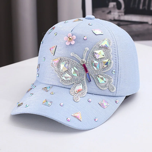 Gorra de Béisbol de 5 Paneles con Pedrería de Mariposa Colorida, Impermeable, de Felpa, Moderna, Unisex, para el Sol - Product Image 1