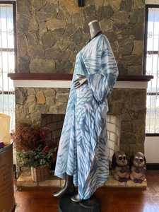 <b>Plus</b> <b>Size</b> Turquoise Shibori Tie Dye Rayon Caftan Boho Beach Maxi Dress Relaxed Fit - Product Image 3