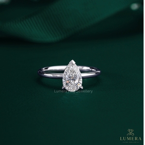 Bague de fiançailles solitaire en diamant de laboratoire taille poire, or blanc 9K 10K 14K 18K, bague de mariée pour femme OEM ODM - Product Image 1
