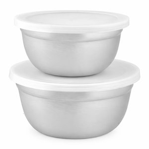 ชามสลัดสแตนเลสพร้อมฝาปิดชุด2ชิ้นชามผสมอาหารเย็นชามสแตนเลสสตีลหรูหราและฝาปิด - Product Image 1