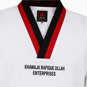Uniforme de Taekwondo Khawaja Rafique Ullah Enterprises, Blanco, de Algodón Transpirable, Unisex, para Adultos, Ropa de Artes Marciales - Product Image 3