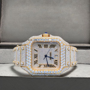 Montre Moissanite la plus vendue du fournisseur indien, montre Moissanite en gros OEM/ODM, montre en diamant glacé à prix raisonnable - Product Image 1