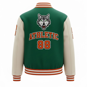 Chaqueta Varsity de Chenilla Bordada de Alta Calidad para Hombre - Ropa Urbana de Invierno Transpirable y Ecológica con Logotipo Frontal - Product Image 5