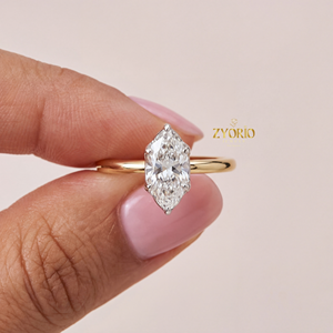 <b>Silver</b> Plated Marquise Cut Lab Grown Diamond Engagement <b>Ring</b> Luxury <b>Solitaire</b> Wedding <b>Ring</b> Women High Quality Fine Party VVS2 - Product Image 1