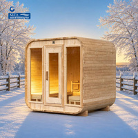 Cabine de vapeur architecturale en forme de cube arrondi avec verre panoramique de sécurité, pod de bien-être tout temps pour jardin, Amérique du Sud