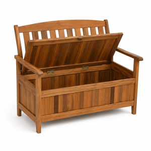 Banc de rangement extérieur en teck massif, banc de jardin, banc de terrasse pour hôtel, complexe hôtelier, villa - Product Image 2