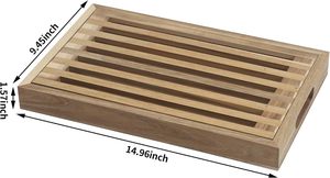 Tabla de cortar pan de madera natural con bandeja para recoger migas y asas, ideal para cocina, hotel, venta al por mayor - Product Image 6