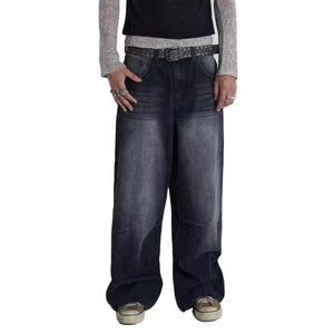 Jeans de Mezclilla para Hombre de la Mejor Calidad, Personalizados, 100% Algodón, Estilo Urbano, Desgastados, Holgados, de Pierna Ancha - Product Image 1
