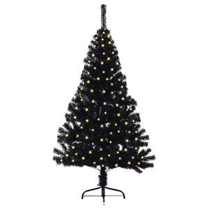 Árbol de Navidad Artificial Preiluminado de 59.1 Pulgadas en PVC Negro con 150 LED Blanco Cálido, Árbol de Pie para Interiores - Product Image 3