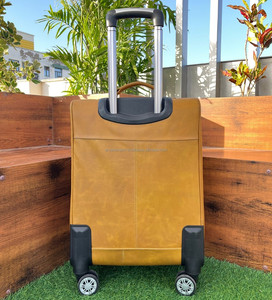 Bolsa de viaje de cuero con ruedas para cabello Unisex en cuero de vaca genuino Floral equipaje de mano maleta con ruedas de lujo duradera - Product Image 3