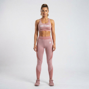 Conjunto de Yoga Rosa para Mujer, 10 Piezas, Leggings sin Costuras con Cuello Cuadrado Medio, Sujetador Deportivo con Espalda Cruzada, Cintura Elástica, Ropa Deportiva Transpirable de Secado Rápido - Product Image 1