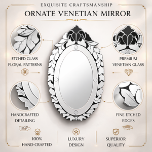 Espejo de Pared Vintage Estilo Barroco Veneciano |   Espejo Decorativo con Marco Tallado Antiguo para Decoración de Sala de Estar en Hogares de Lujo - Product Image 2