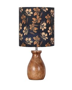 Solid Wood <b>Table</b> <b>Lamp</b> Floral Fabric Lampshade Modern Japanese Flower Shape Bedside Reading Light for Living Room <b>Study</b> - Product Image 3