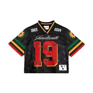 Maillot de football américain personnalisé tendance streetwear avec logo brodé et design en maille - Product Image 6