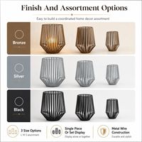 Ensemble de trois lanternes porte-bougies décoratives en fil métallique géométrique, cadre en fil moderne, décoration de table, accessoires de maison en gros