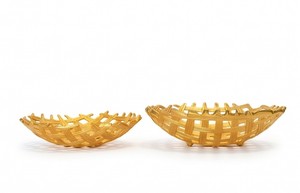 Plat plaqué or perforé de haute qualité Premium Vintage aspect classique bol de fruits plateau de fruits Style moderne plateau de serveur de fruits - Product Image 2