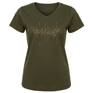 Camiseta de Moda para Mujer con Decoración de Diamantes de Imitación Brillantes, Cuello en V, Manga Corta, Estilo Casual - Product Image 1