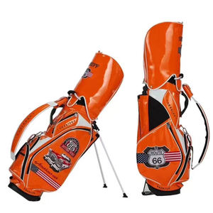 กระเป๋ากอล์ฟแบบตั้งพื้นรุ่นพรีเมียมลาย Route 66 พร้อมผิวหนังเคลือบเงาและขาตั้งอัตโนมัติ - Product Image 2