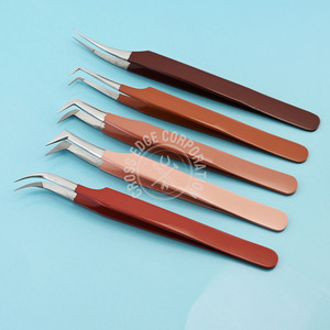 Pinzas de pestañas de volumen de alta calidad de Color desnudo de Venta caliente Etiqueta privada de 90 grados Nunca se desliza Incluso 0,03mm de calidad superior - Product Image 1