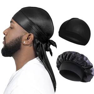Bonnet de nuit en satin respirant à double couche avec logo personnalisé ODM, protection des cheveux - Product Image 3