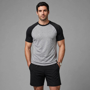 2026 Wholesale Summer Men's Casual Shorts <b>Set</b> Plain Color Solid 100% Cotton Jersey Quick Dry Knitted Customized Logo <b>Twin</b> <b>Set</b> - Product Image 1