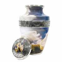 Urne funéraire en argent avec motif ciel nuageux, style européen, taille adulte, urnes métalliques personnalisables, urne et pot à cendres pour souvenir funéraire