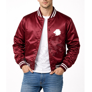 Chaqueta Varsity de Satén con Logotipo Personalizado para Hombre, Ropa de Moda, Producción en Masa, Chaqueta Varsity de Satén para Hombre - Product Image 4